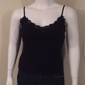 Black tank top with lace trim